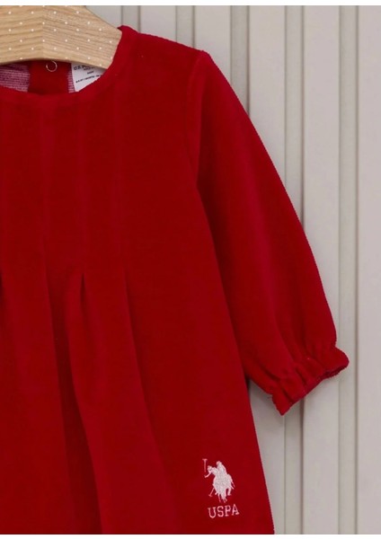 Queenkids Kız Bebek Polo USB2176 Kadife Elbise Kırmızı fiyatları