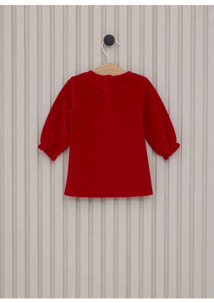 Queenkids Kız Bebek Polo USB2176 Kadife Elbise Kırmızı modelleri