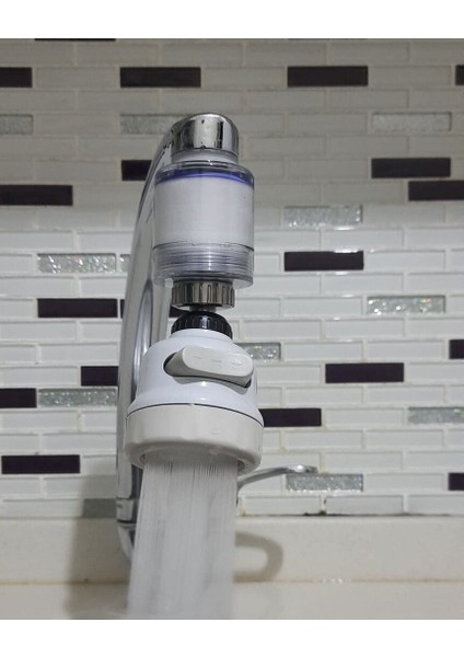 Filtreli Kireç Önleyici 360 Derece Dönen Hareketli Musluk Başlığı - 3 Fonksiyonlu - Krem fırsatları