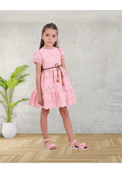 Queenkids Kız Çocuk M0799 Fisto Elbise Pembe