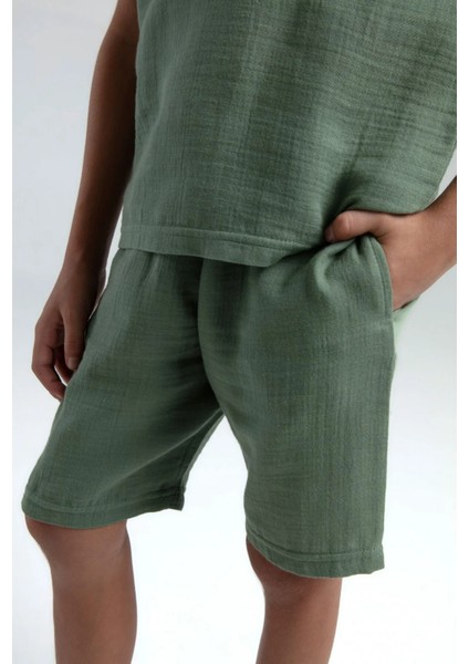 Queenkids Erkek Çocuk 3569-2 Müslin Takım Haki fırsatları