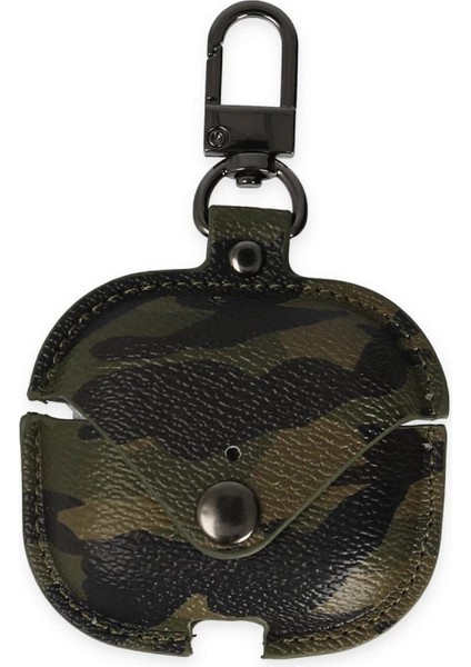 Airpods 3 (3.nesil) Çanta Kamuflaj Deri Kılıf - Haki Yeşil