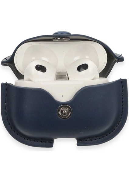 Airpods 3 (3.nesil) Çanta Deri Kılıf - Lacivert modelleri