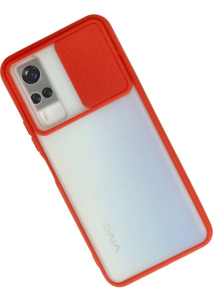 Vivo Y53S Kılıf Palm Buzlu Kamera Sürgülü Silikon - Kırmızı fiyatları