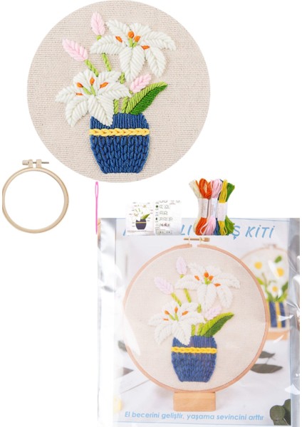 Nakış Kitleri Kasnaklı 13.5 x 18.8 cm Zambak