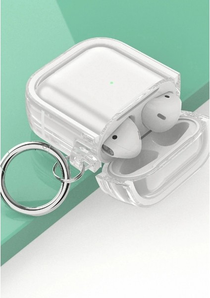 Airpods 4 (4.nesil) Shiny Şeffaf Kılıf - Beyaz modelleri