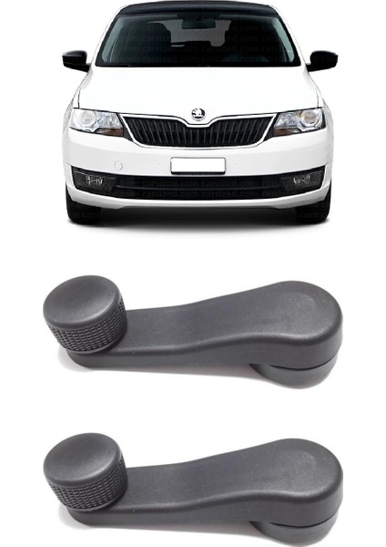 Skoda Rapid 2013-2020 Uyumlu Manuel Çevirmeli Cam Açma Kapama Kolu Siyah 2 Adet Takım 1H0837581