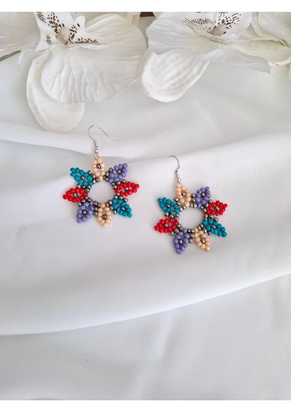 Kum Boncuk Oya El Yapımı Küpe