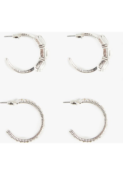 2'li Taşlı Halka Küpe Seti