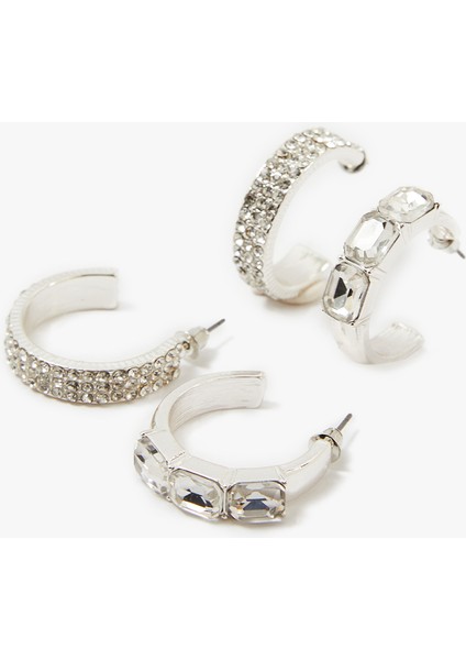 2'li Taşlı Halka Küpe Seti modelleri