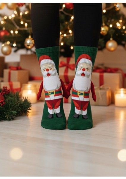 Yılbaşı Özel 2’li El Ele Tutuşan Çorap Seti – Karlı Kardan Adam & Noel Baba | Kadın Erkek Eğlenceli Yılbaşı Çorabı modelleri