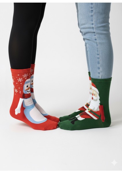 Yılbaşı Özel 2’li El Ele Tutuşan Çorap Seti – Karlı Kardan Adam & Noel Baba | Kadın Erkek Eğlenceli Yılbaşı Çorabı fırsatları