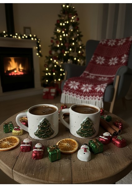 Yılbaşı Ağaçlı 2'li Stoneware Fincan Takımı modelleri