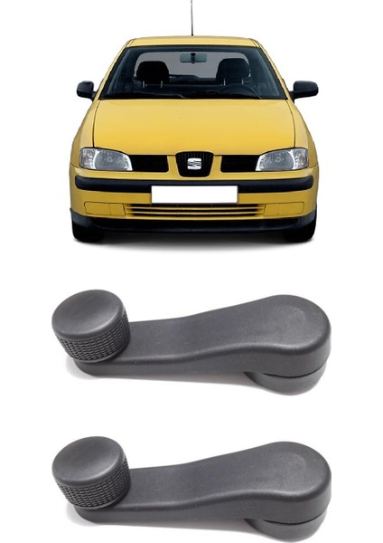 Seat Ibiza 1993-2002 Uyumlu Manuel Çevirmeli Cam Açma Kapama Kolu Siyah 2 Adet Takım 1H0837581