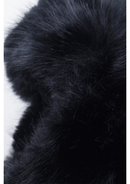 Siyah Ithal Pilot Şapka Suni Kürk Ekstra Kabarık modelleri