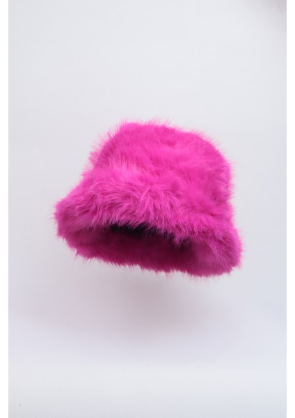 Neon Pembe Suni Kürk Peluş Kalpak Şapka