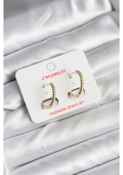 14K Gold Renk Kaplama Burgu Halka cm Kadın Küpe - Lisinya