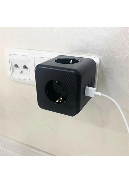 Isıya Dayanıklı Termal Akım Korumalı ve Çocuk Korumalı 3 Priz Girişli 3 USB Girişli Küp Pr fırsatları
