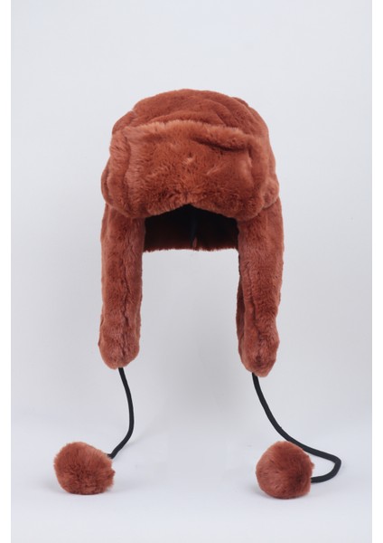Kiremit Ponponlu Kürk Şapka - Peluş Şapka fiyatları