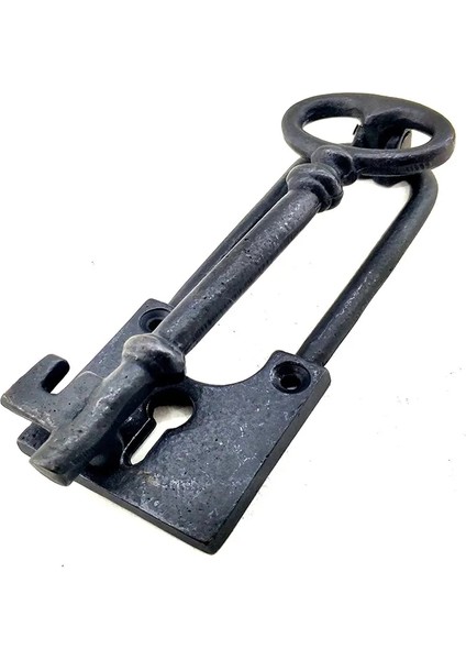 Antika Tarz Dekoratif Pirinç Anahtar Kapı Tokmağı, Taktak - 170X60MM, Oksit
