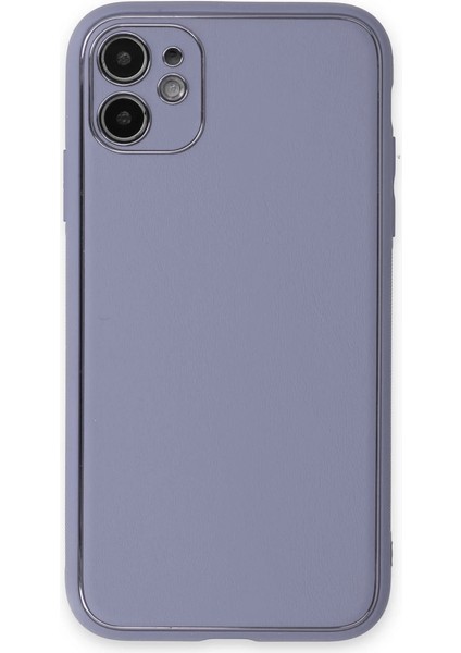 Iphone 12 Kılıf Coco Deri Silikon Kapak - Açık Lila