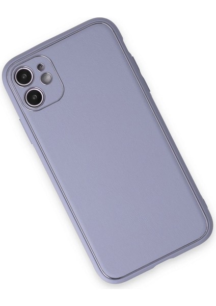 Iphone 12 Kılıf Coco Deri Silikon Kapak - Açık Lila modelleri