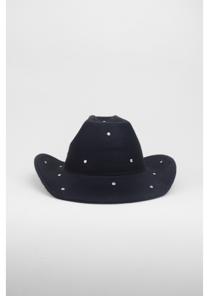 Kristal Taşlı Fötr Panama Şapka - Siyah fiyatları