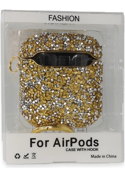 Airpods 2 (2.nesil) Mira Taşlı Kılıf - Gold modelleri