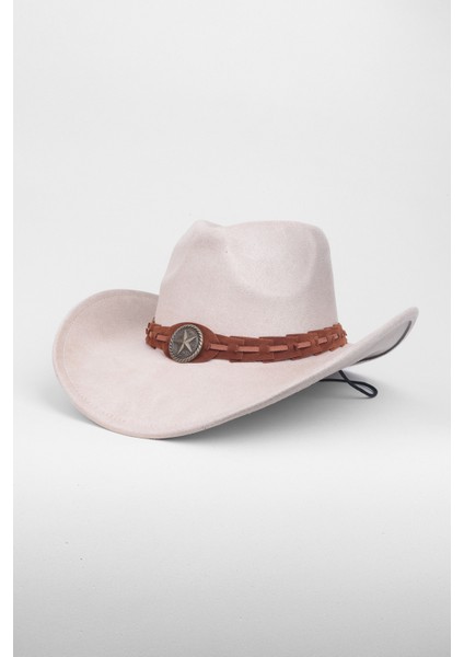 Süet Ipli Kovboy Fötr Şapka - Vizon fiyatları