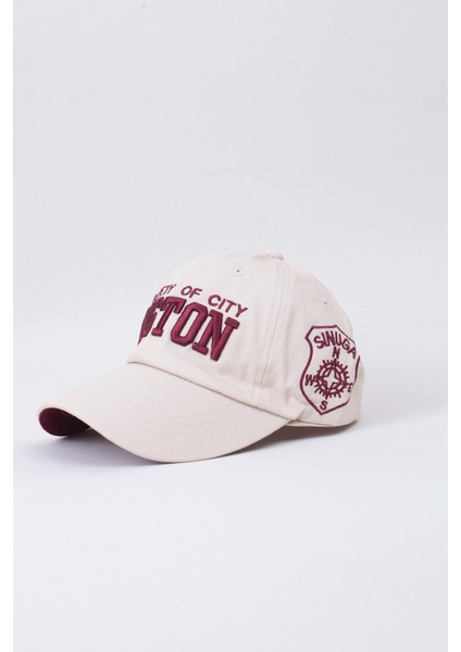 Nakışlı Cap Baseball Şapka - Bej