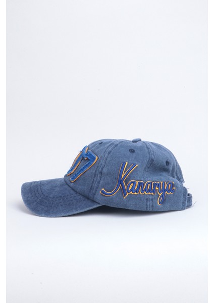 1907 Kanarya Yazılı Nakışlı Eskitme Premium Unisex Şapka - Mavi Lacivert fiyatları