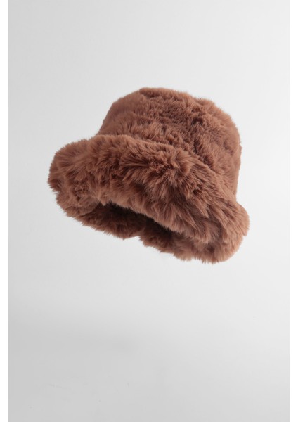 Ekstra Kabarık Peluş Yuvarlak Kalpak Şapka - Taba fiyatları