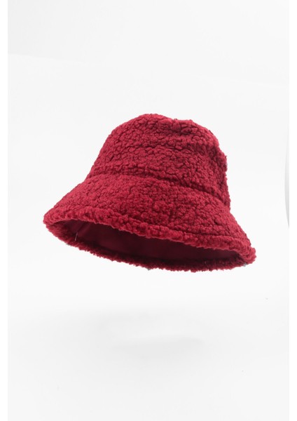 Içi Peluş Süet Kumaş Bucket Şapka Çift Taraflı - Bordo modelleri