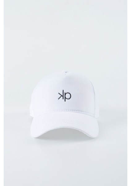 Kp Nakışlı Baseball Cap Şapka - Beyaz