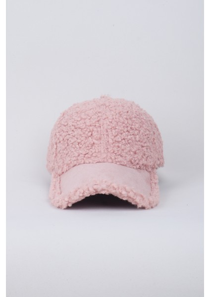 Süet Detaylı Kep Peluş Şapka - Pembe modelleri