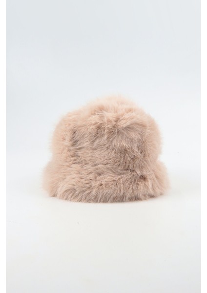 Bej Kürk Yuvarlak Şapka Peluş Bucket Şapka modelleri
