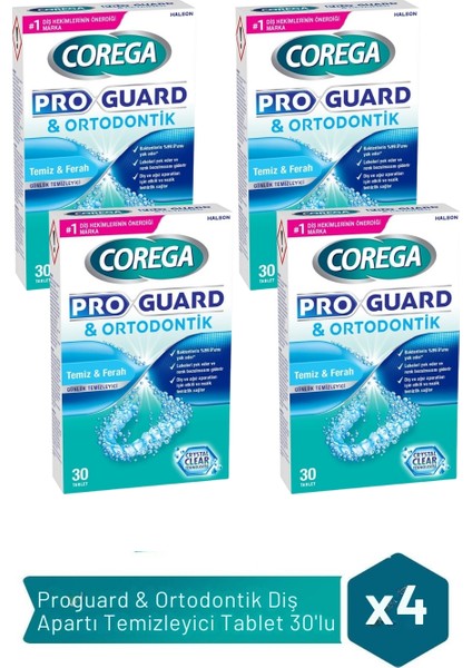 Proguard & Ortodontik Temizleyici 30 Tablet x 4 Adet