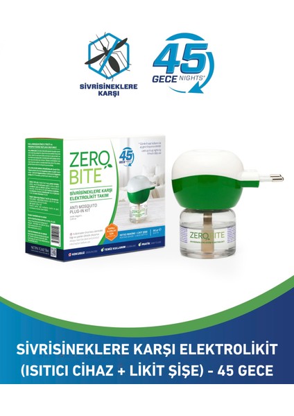 Sivrisineklere Karşı Elektrolikit Takım (Isıtıcı Cihaz + Likit Şişe) 30GR - 45 Gece Koruma
