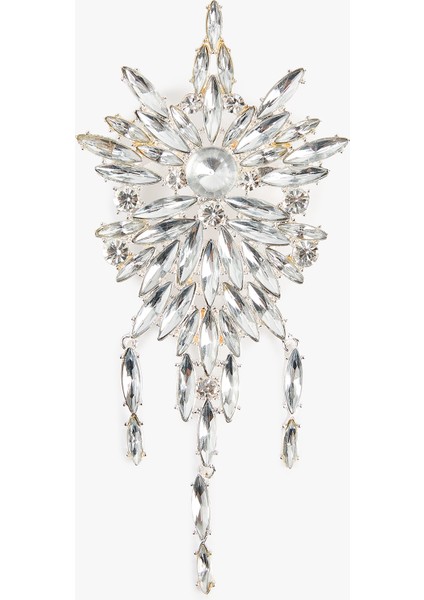 Taş Detaylı Sallantılı Arkası Iğneli Broş