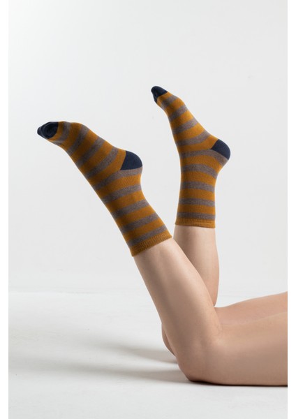 Hardal Lacivert 2'li Kadın Çorap