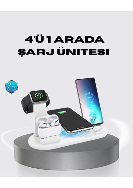 4’lü Apple Kablosuz Şarj Standı iPhone Watch ve Airpods Çoklu Şarjlı - ME001W-51WBG4