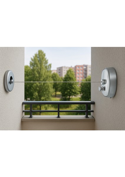 -ZHR-PCM001-PASLANMAZ Çamaşır Ipi- 3 Metre Duvardan Duvara