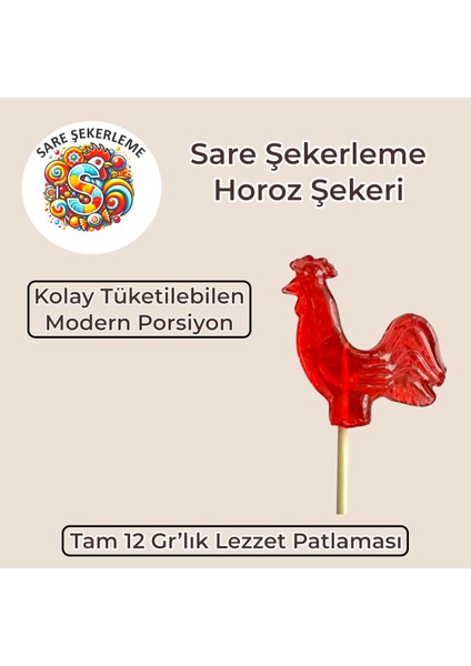 Horoz Şekeri (25'li) Kutu Kırmızı Renk Karışık Meyve Aromalı Ahşap Saplı (12 Gr) modelleri