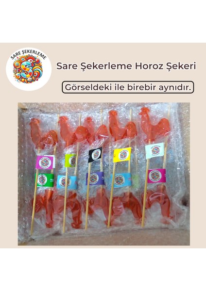 Horoz Şekeri (25'li) Kutu Kırmızı Renk Karışık Meyve Aromalı Ahşap Saplı (12 Gr)