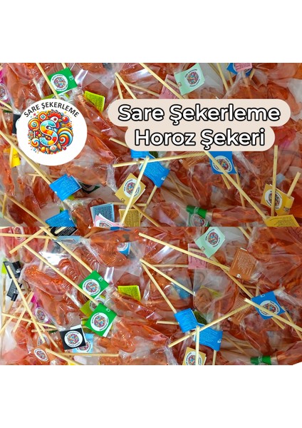 Horoz Şekeri (25'li) Kutu Kırmızı Renk Karışık Meyve Aromalı Ahşap Saplı (12 Gr)