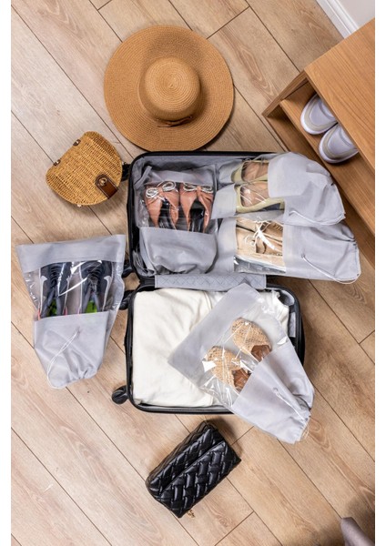 5 Adet Pencereli Valiz Içi Ayakkabı Taşıma Çantası Seyahat Düzenleyici