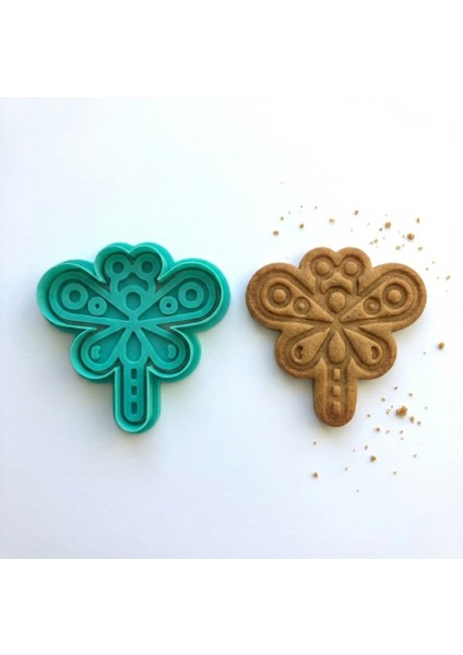 Sanatsal Yusufçuk Figürlü Kurabiye Kalıbı | Kanat ve Gövde Detaylı | Hamur, Kil ve Şeker Hamuru Damgası