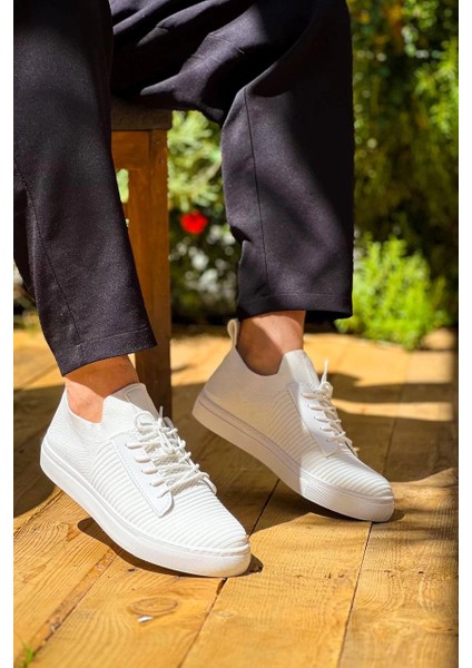 KB-110 Kuback Beyaz Triko Yüksek Taban Bağcıklı Günlük Erkek Ayakkabı fiyatları