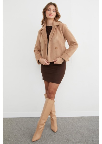 Cepli Kruvaze Yaka Yumuşak Dokulu Kaşe Mont fırsatları