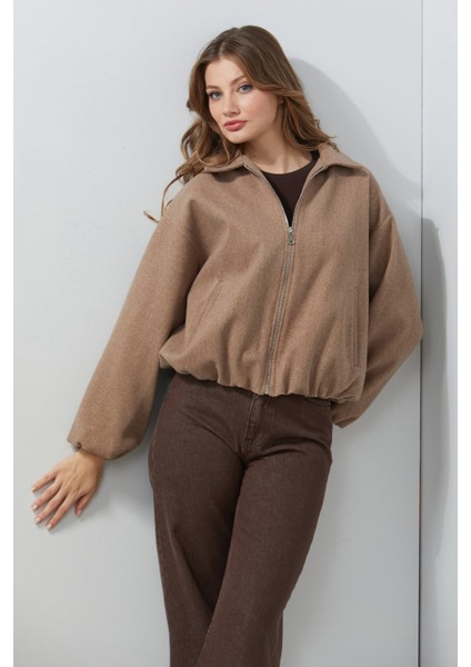 Fermuarlı Cepli Polo Yaka Kaşe Bomber Mont fiyatları